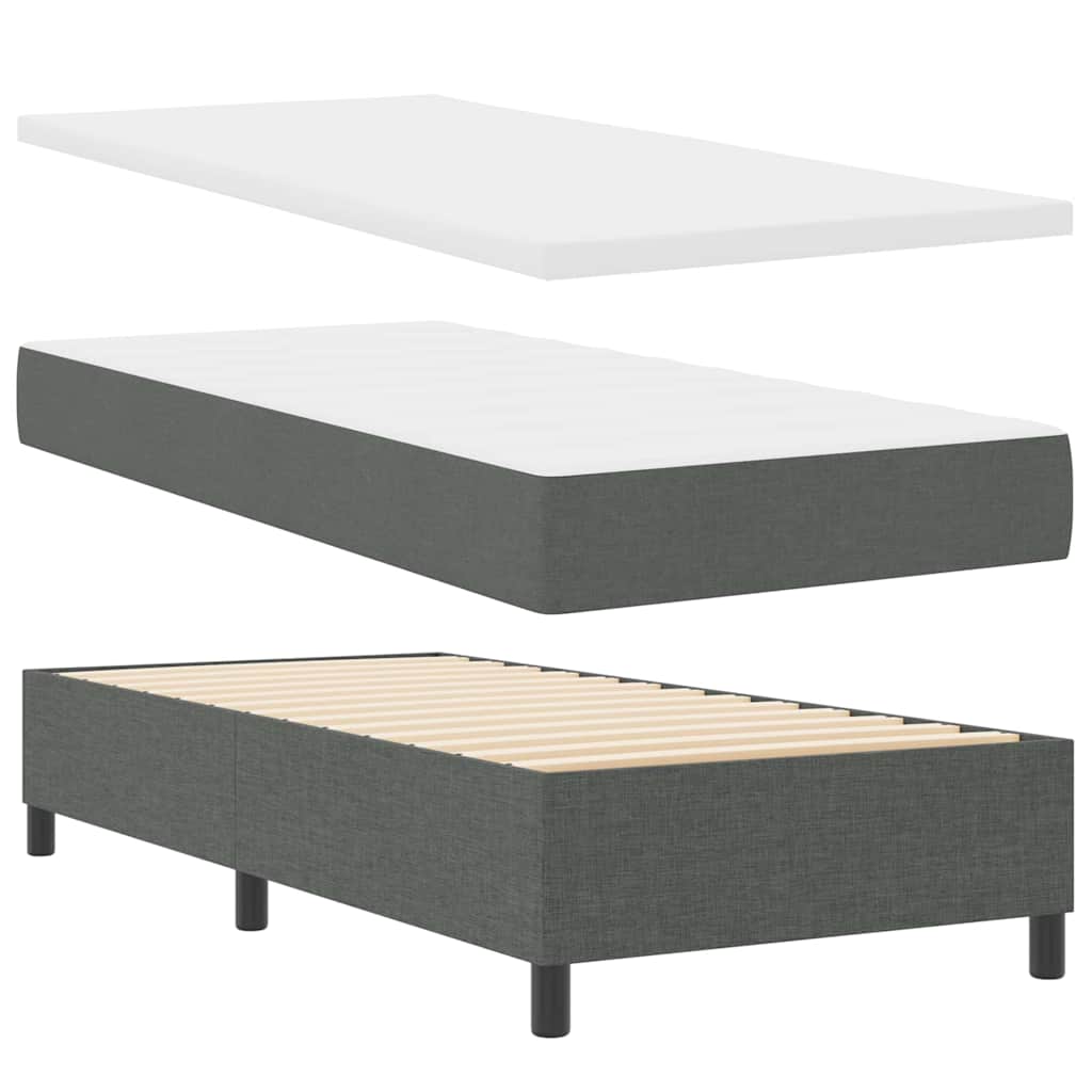 Boxspringbett mit Matratze Dunkelgrau 90 x 200 cm Stoff