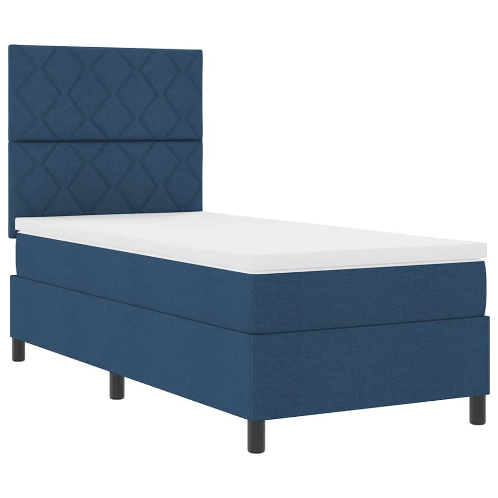 Boxspringbett mit Matratze mit Kopfteil Blau 90 x 200 cm Stoff