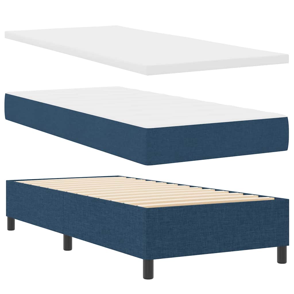 Boxspringbett mit Matratze mit Kopfteil Blau 90 x 200 cm Stoff