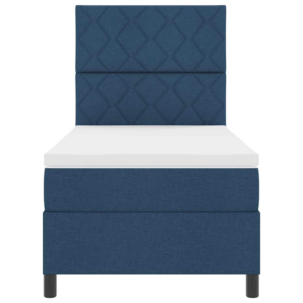 Boxspringbett mit Matratze mit Kopfteil Blau 90 x 200 cm Stoff