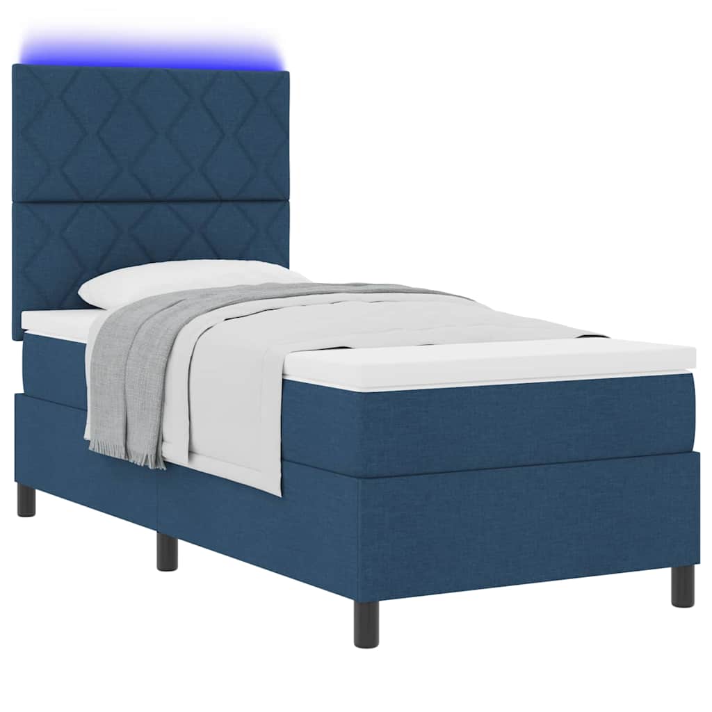 Boxspringbett mit Matratze mit Kopfteil Blau 90 x 200 cm Stoff
