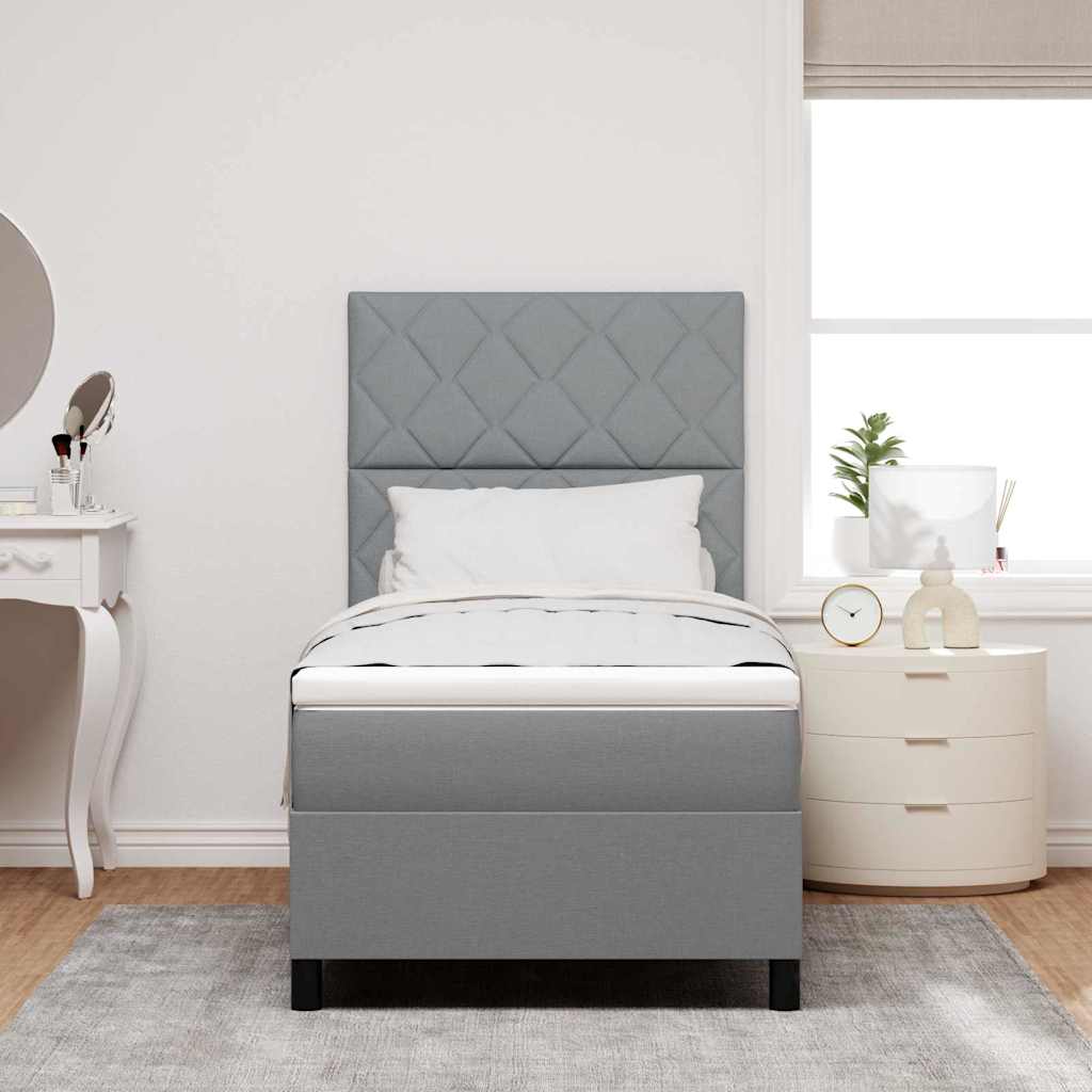 Boxspringbett mit Matratze Hellgrau 100 x 200 cm Stoff