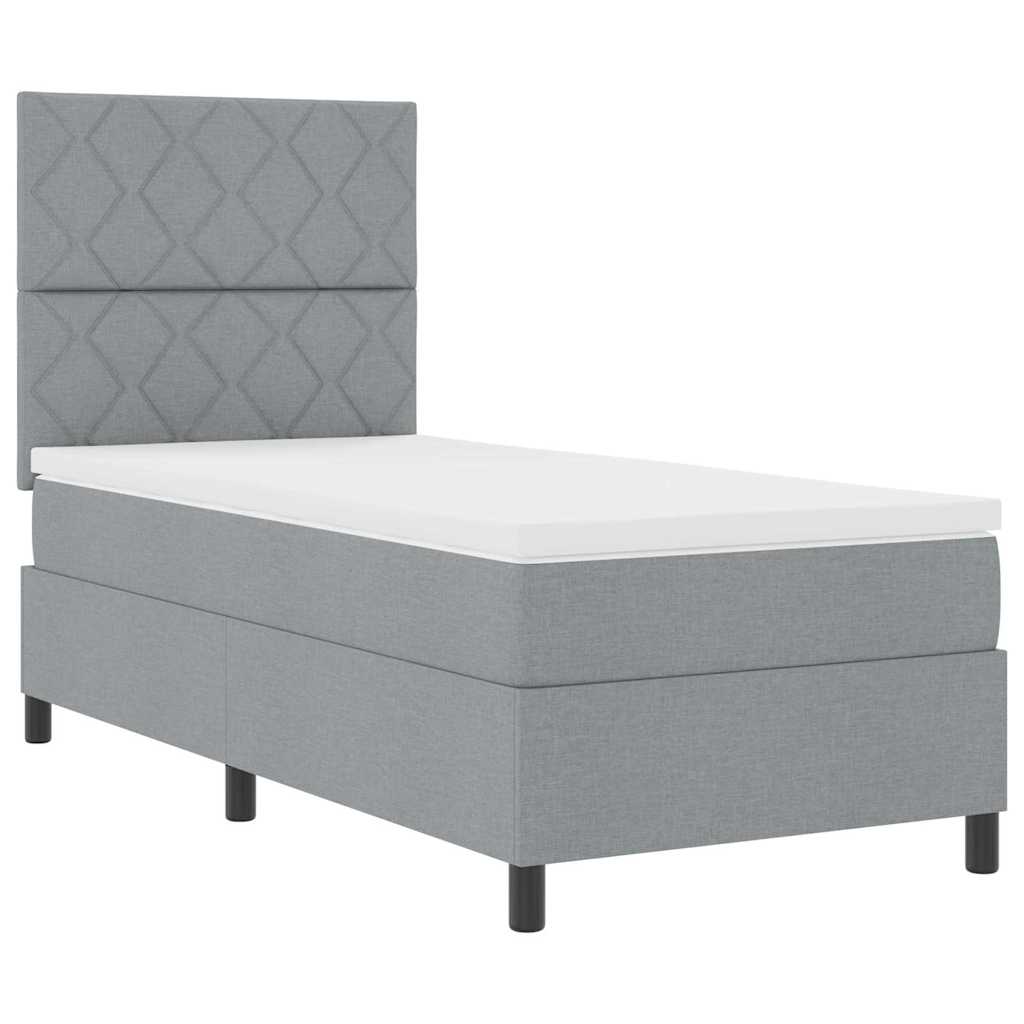 Boxspringbett mit Matratze Hellgrau 100 x 200 cm Stoff