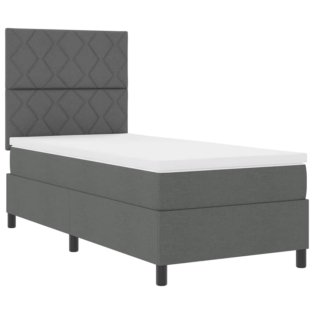 Boxspringbett mit Matratze Dunkelgrau 100 x 200 cm Stoff