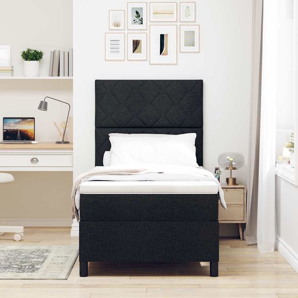 Boxspringbett mit Matratze Schwarz 100 x 200 cm Stoff