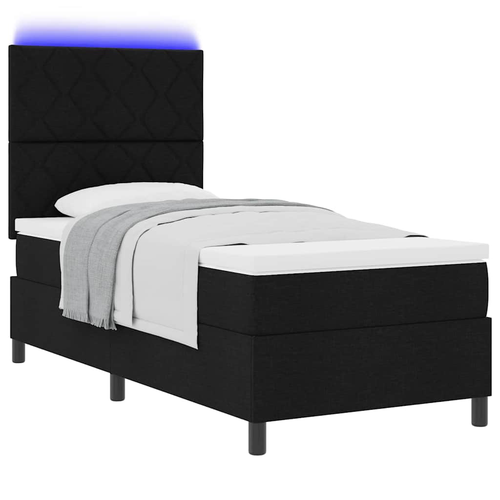 Boxspringbett mit Matratze Schwarz 100 x 200 cm Stoff