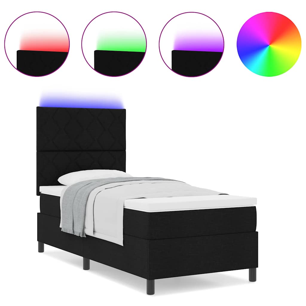 Boxspringbett mit Matratze Schwarz 100 x 200 cm Stoff