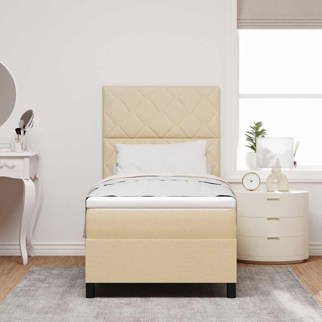 Boxspringbett mit Matratze Creme 100 x 200 cm Stoff