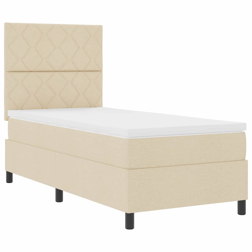 Boxspringbett mit Matratze Creme 100 x 200 cm Stoff