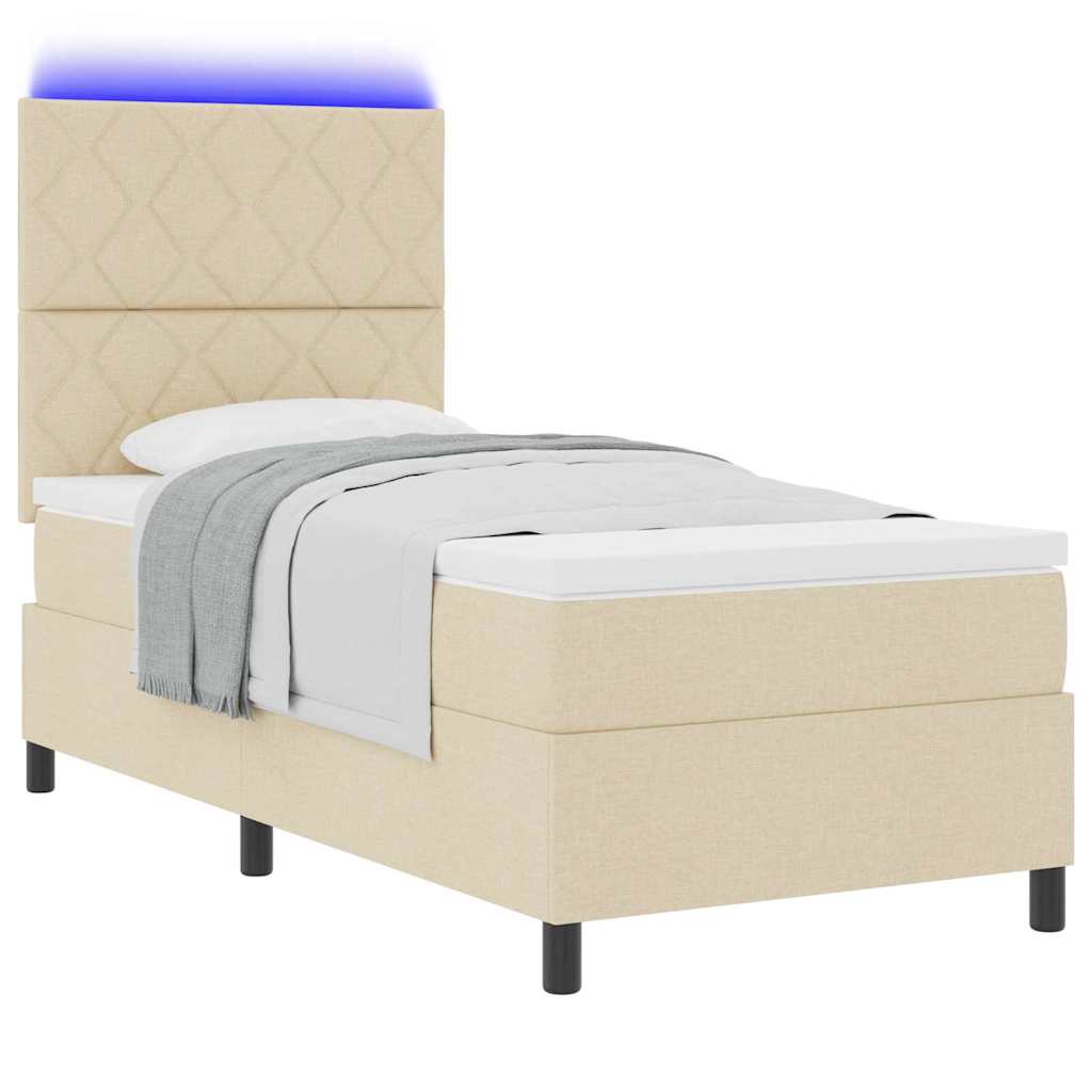 Boxspringbett mit Matratze Creme 100 x 200 cm Stoff