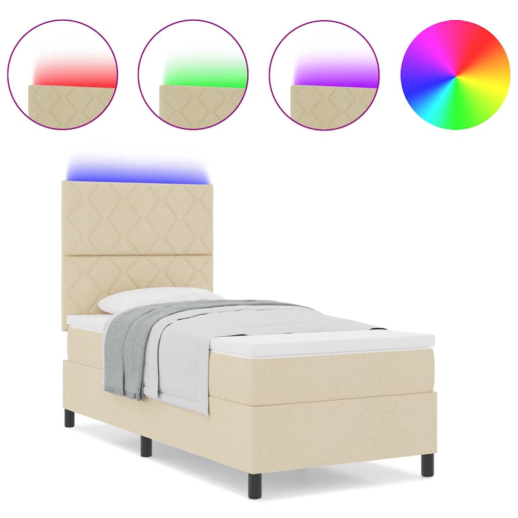 Boxspringbett mit Matratze Creme 100 x 200 cm Stoff