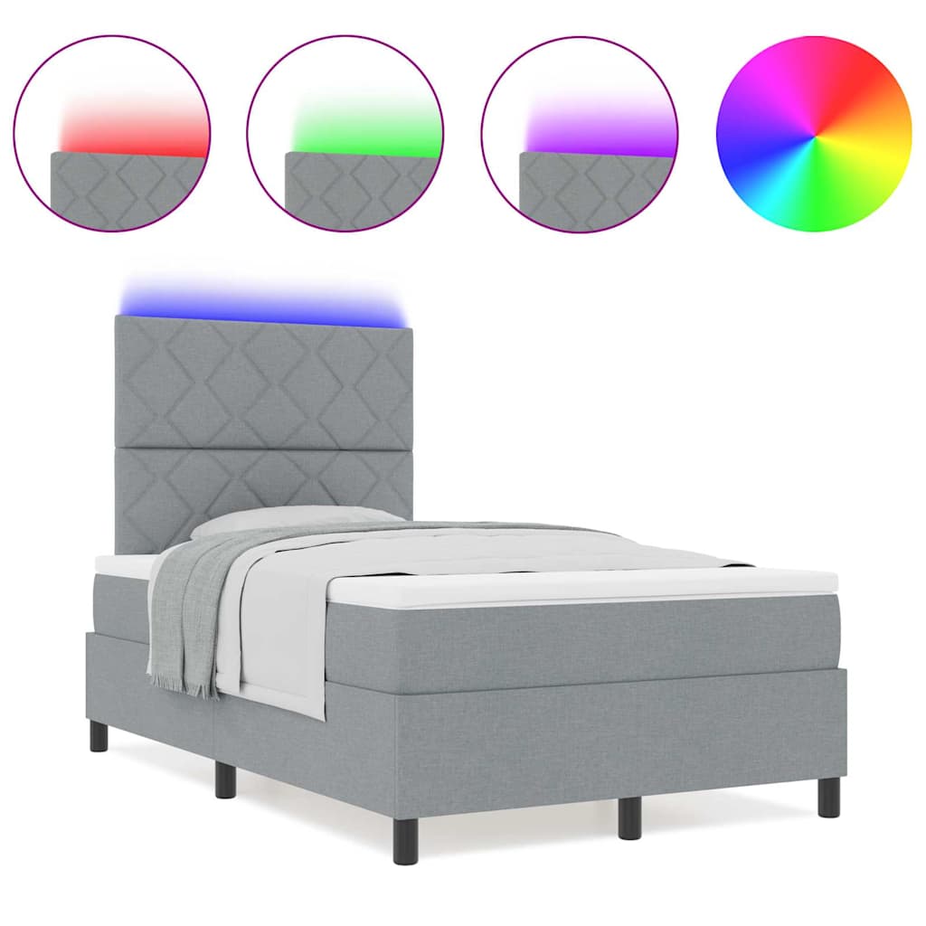 Boxspringbett mit Matratze Hellgrau 120 x 190 cm Stoff