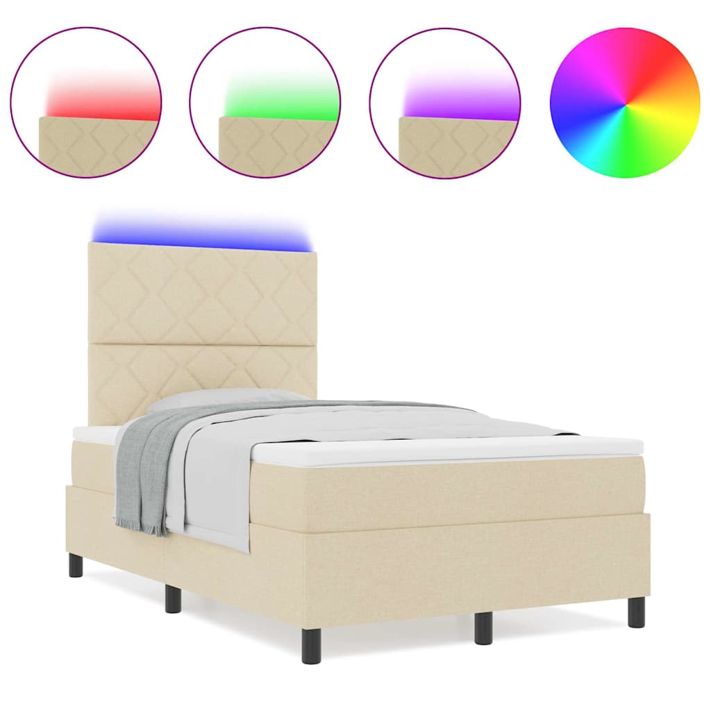 Boxspringbett mit Matratze Creme 120 x 200 cm Stoff