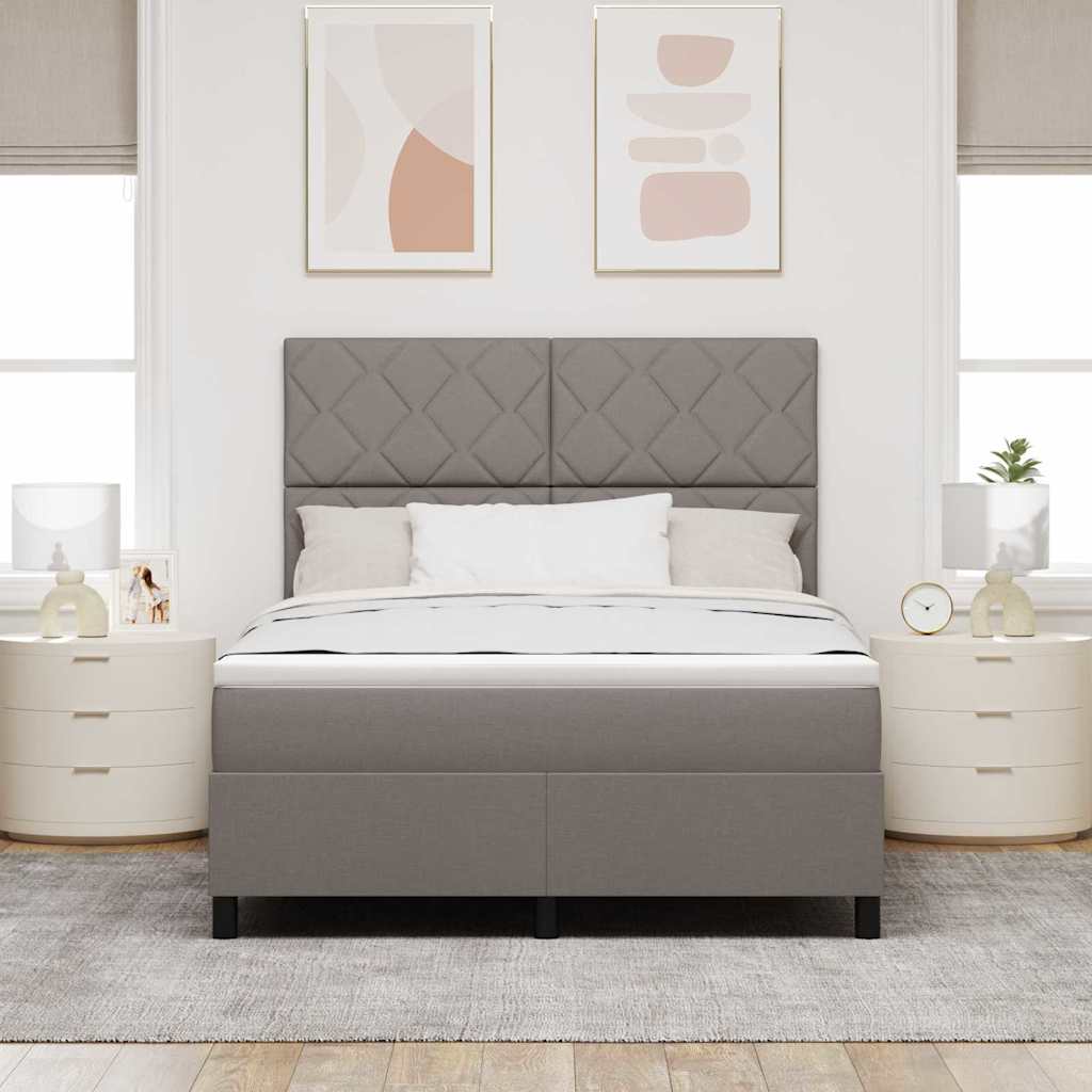 Boxspringbett mit Matratze Taupe 140 x 190 cm Stoff