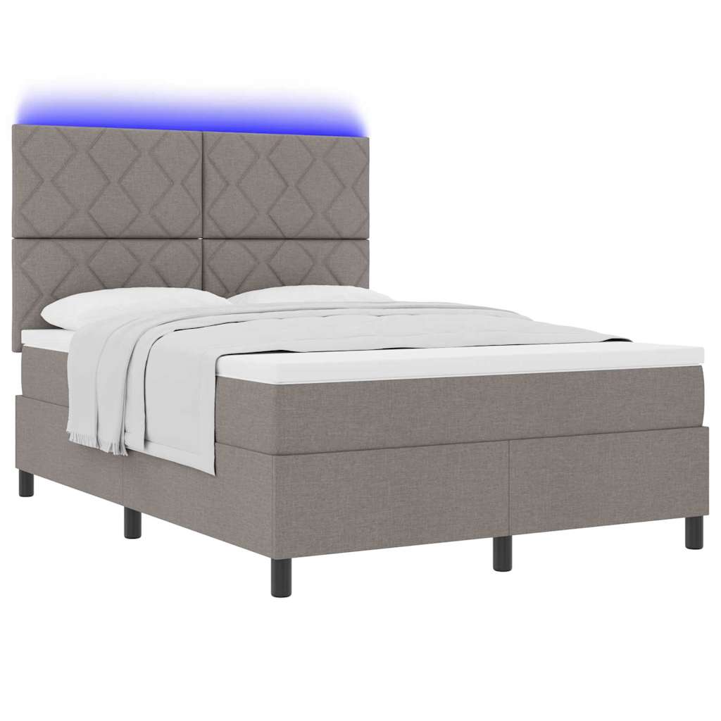 Boxspringbett mit Matratze Taupe 140 x 190 cm Stoff