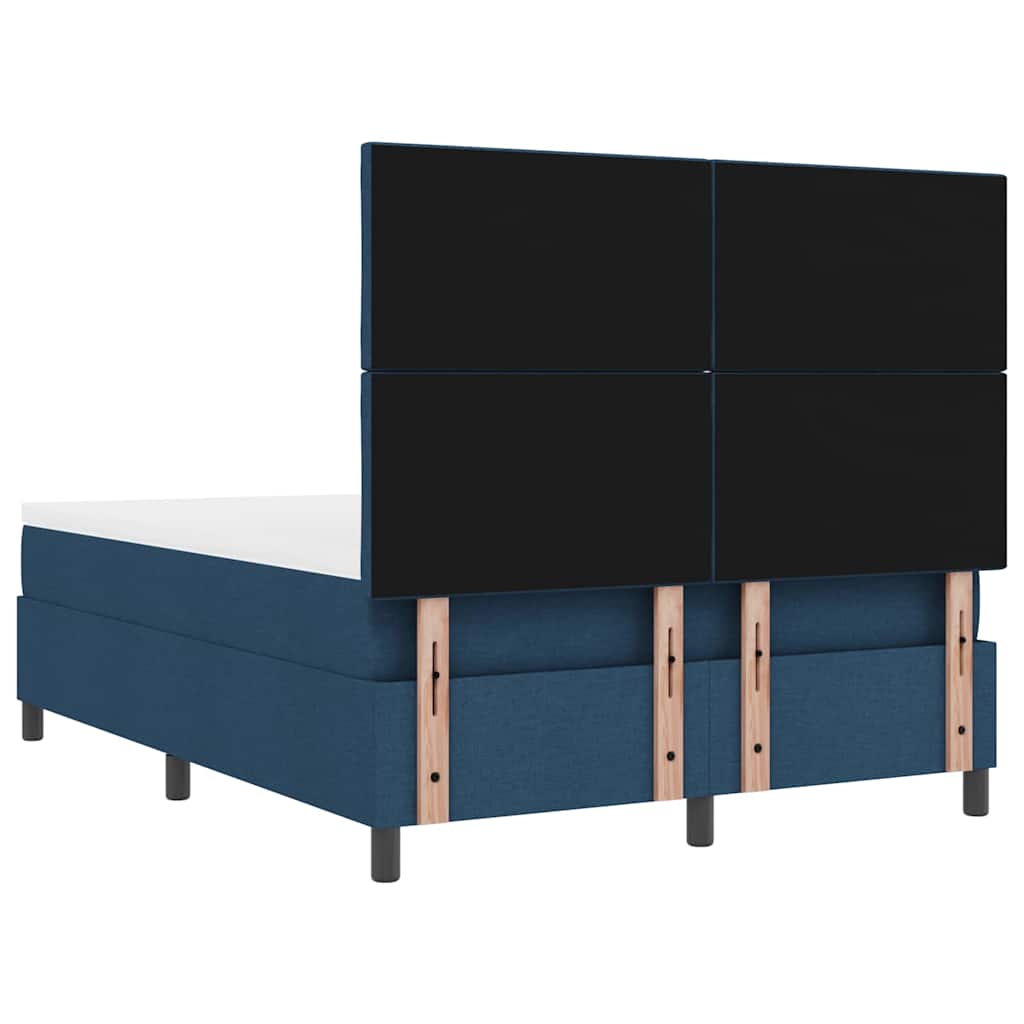 Boxspringbett mit Matratze mit Kopfteil Blau 140 x 190 cm Stoff