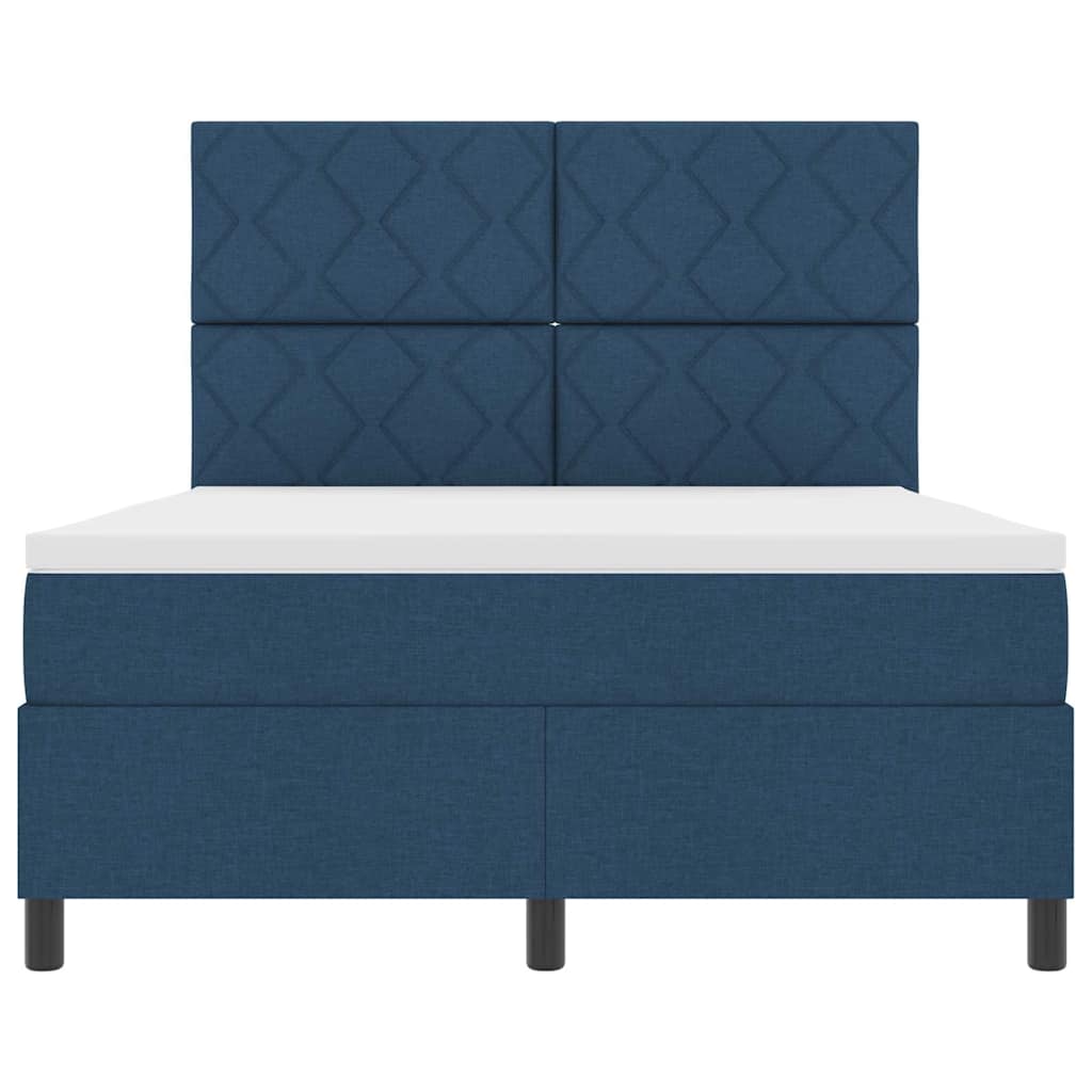 Boxspringbett mit Matratze mit Kopfteil Blau 140 x 190 cm Stoff