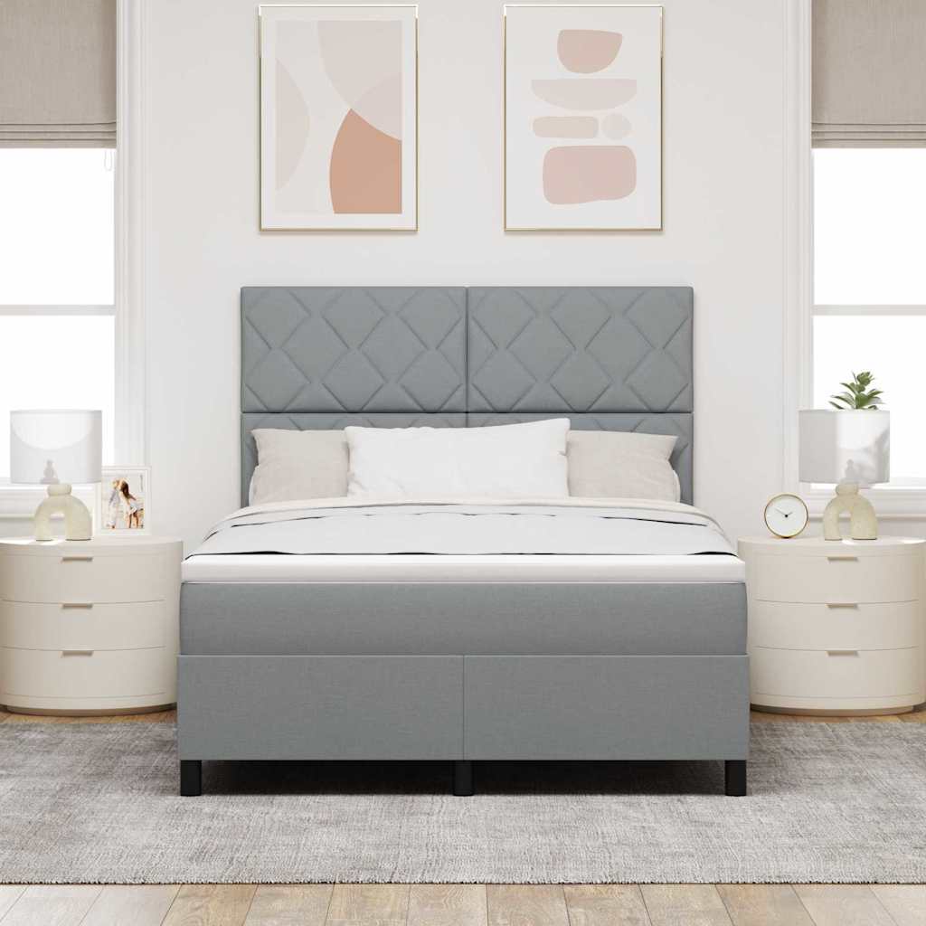 Boxspringbett mit Matratze Hellgrau 140 x 200 cm Stoff