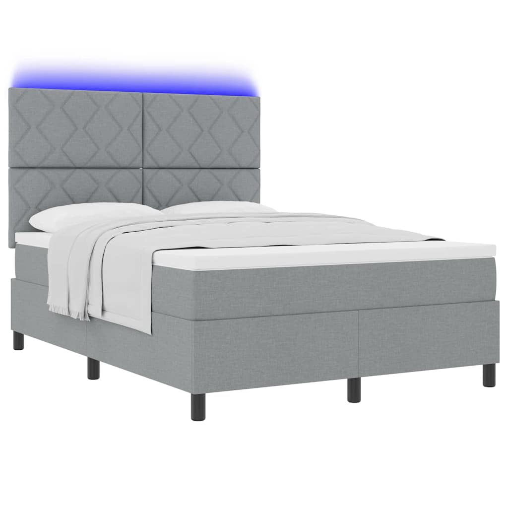 Boxspringbett mit Matratze Hellgrau 140 x 200 cm Stoff
