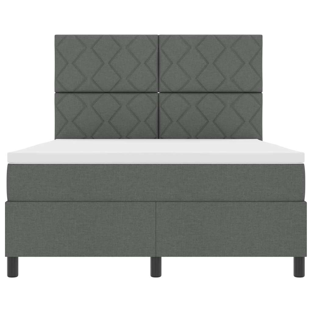 Boxspringbett mit Matratze Dunkelgrau 140 x 200 cm Stoff