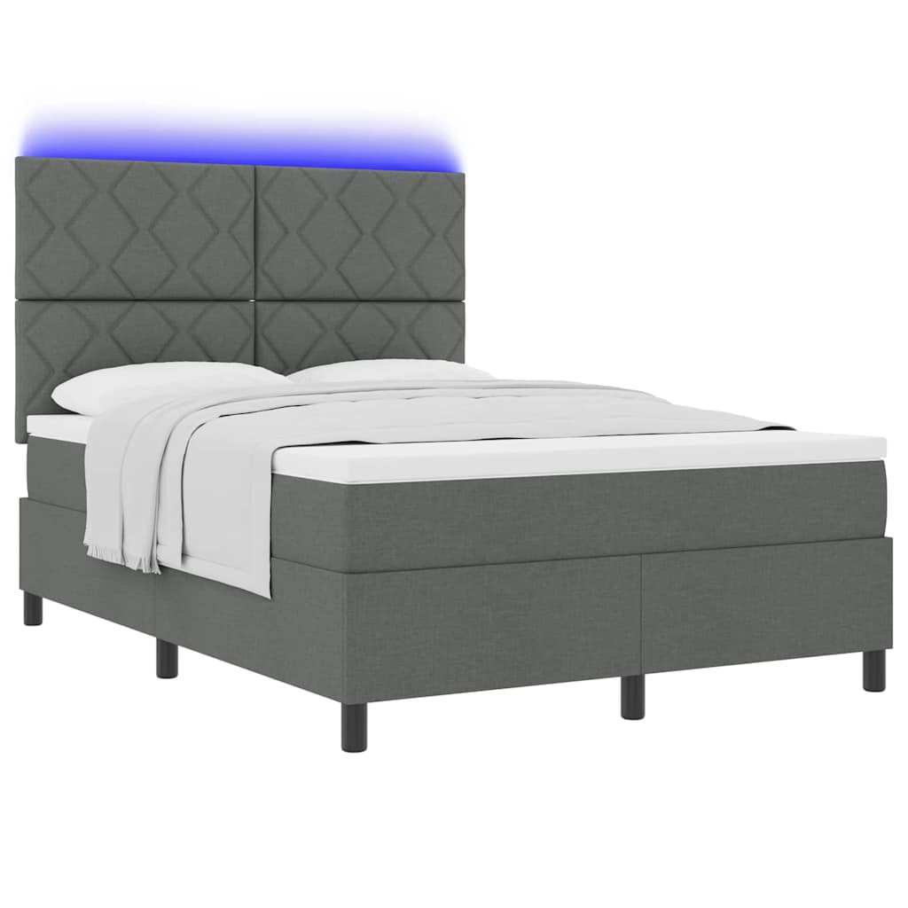 Boxspringbett mit Matratze Dunkelgrau 140 x 200 cm Stoff