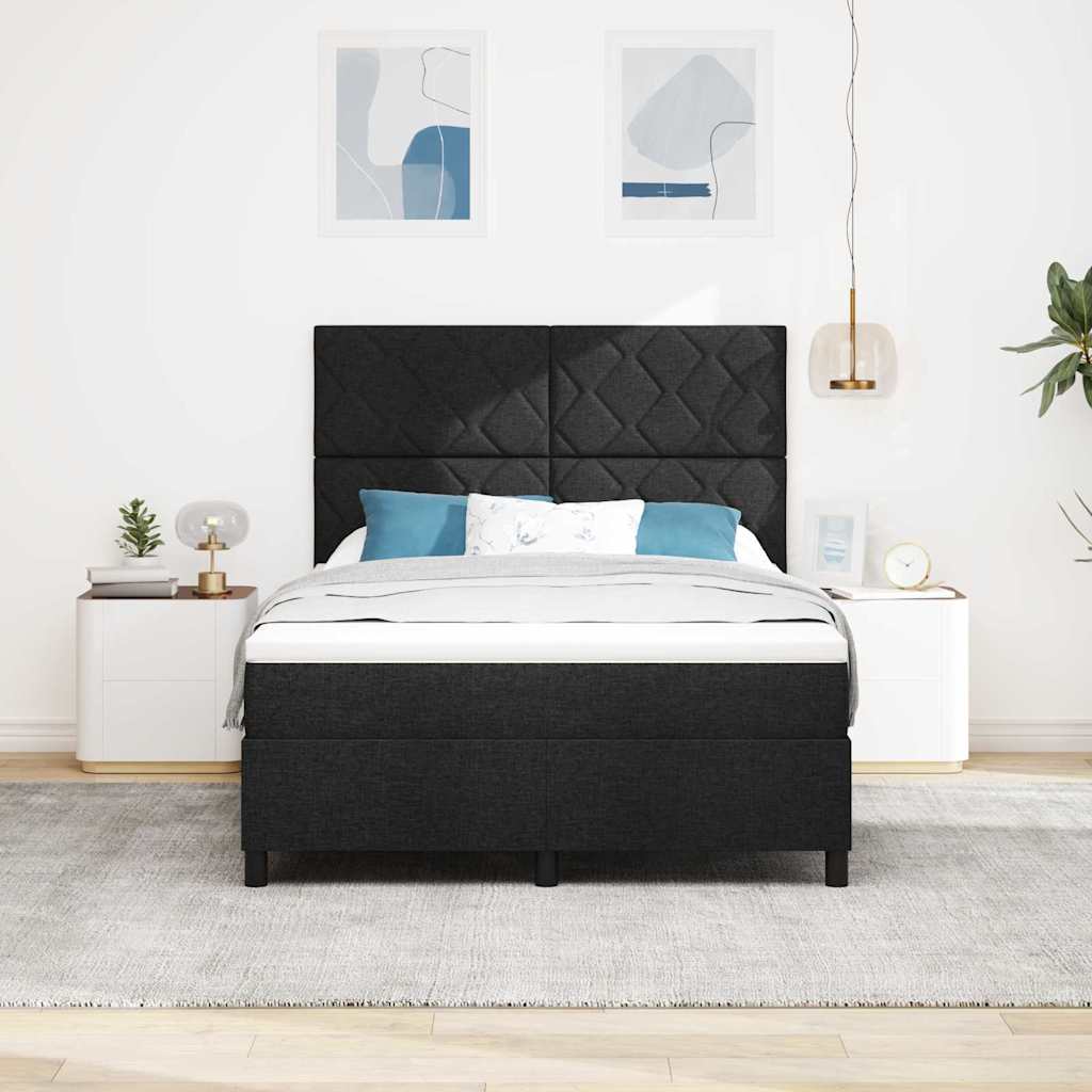 Boxspringbett mit Matratze Schwarz 140 x 200 cm Stoff