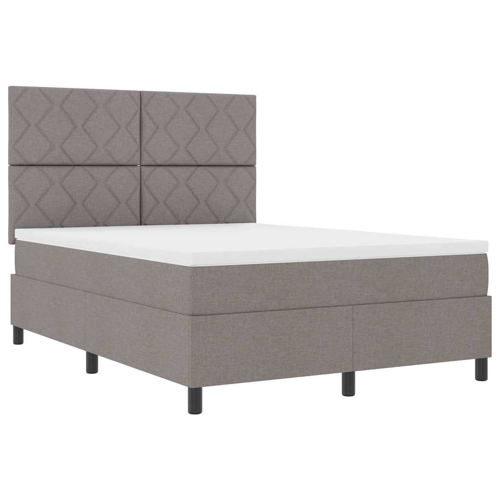Boxspringbett mit Matratze Taupe 140 x 200 cm Stoff