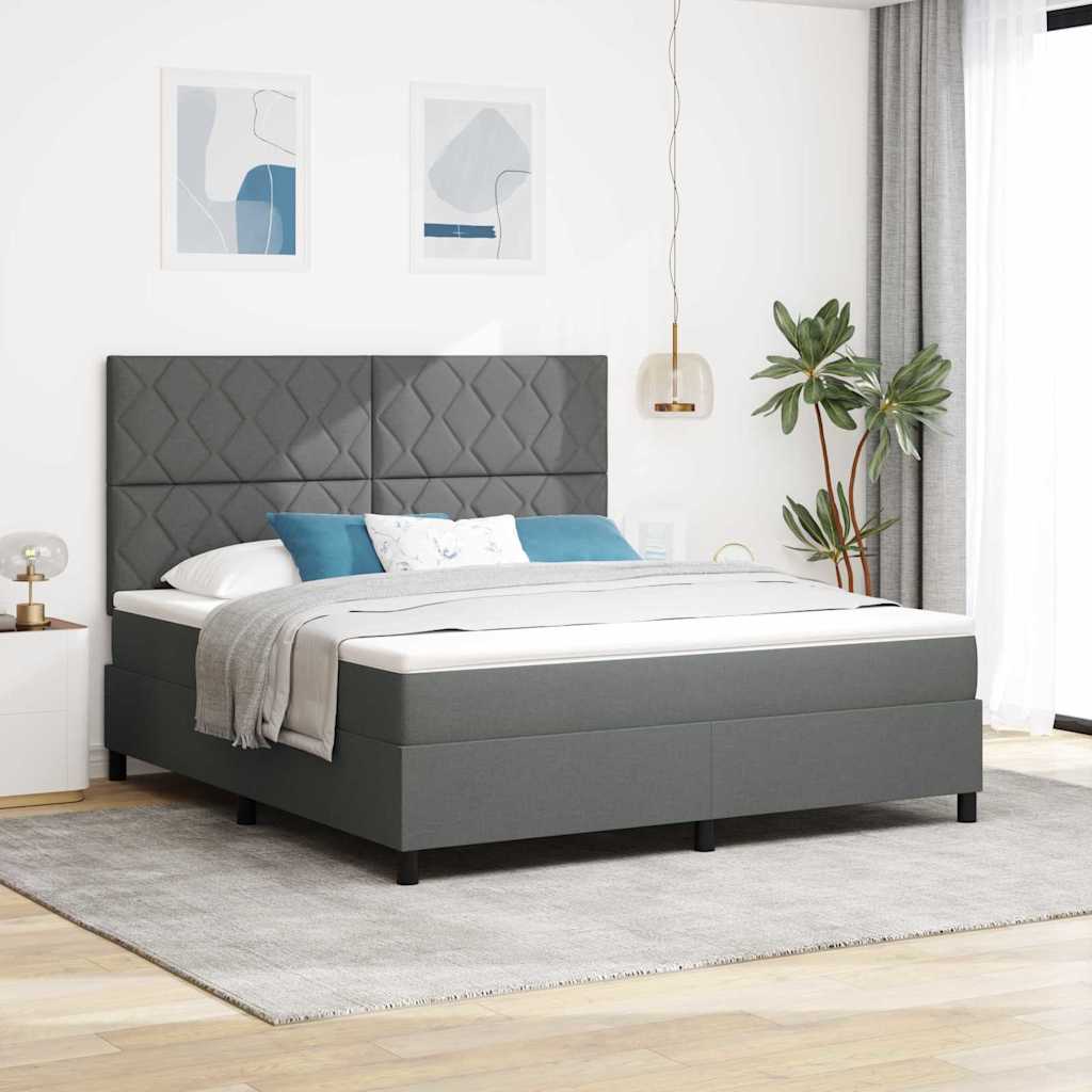 Boxspringbett mit Matratze Dunkelgrau 180 x 200 cm Stoff