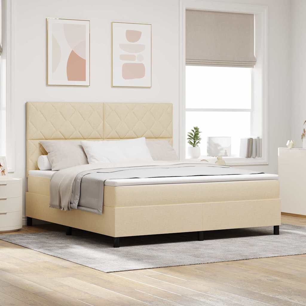 Boxspringbett mit Matratze Creme 180 x 200 cm Stoff