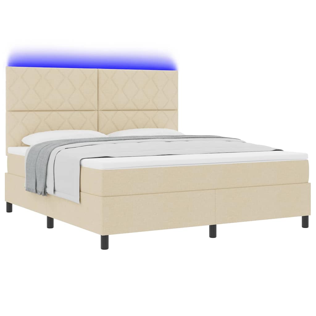 Boxspringbett mit Matratze Creme 180 x 200 cm Stoff