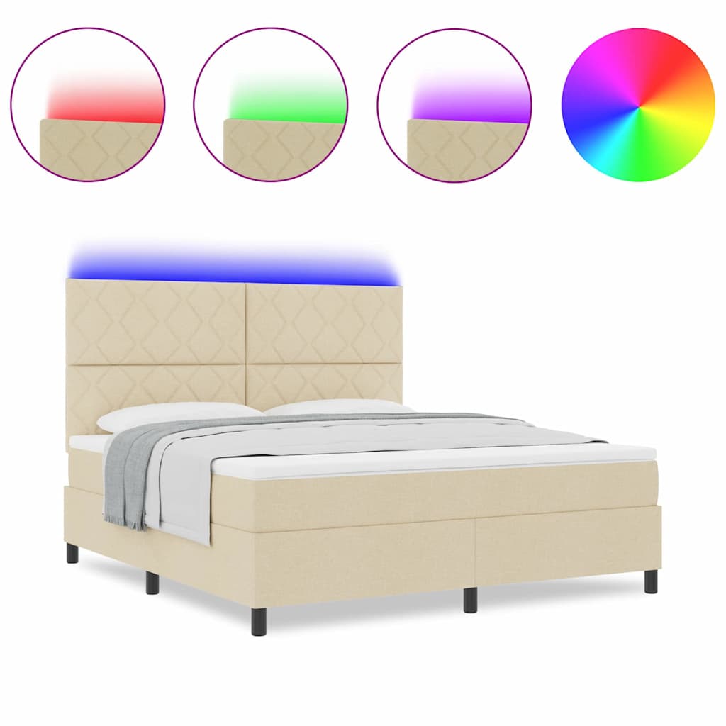 Boxspringbett mit Matratze Creme 180 x 200 cm Stoff