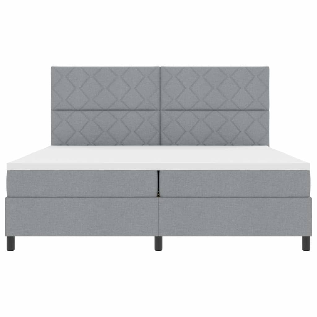 Boxspringbett mit Matratze Hellgrau 200 x 200 cm Stoff