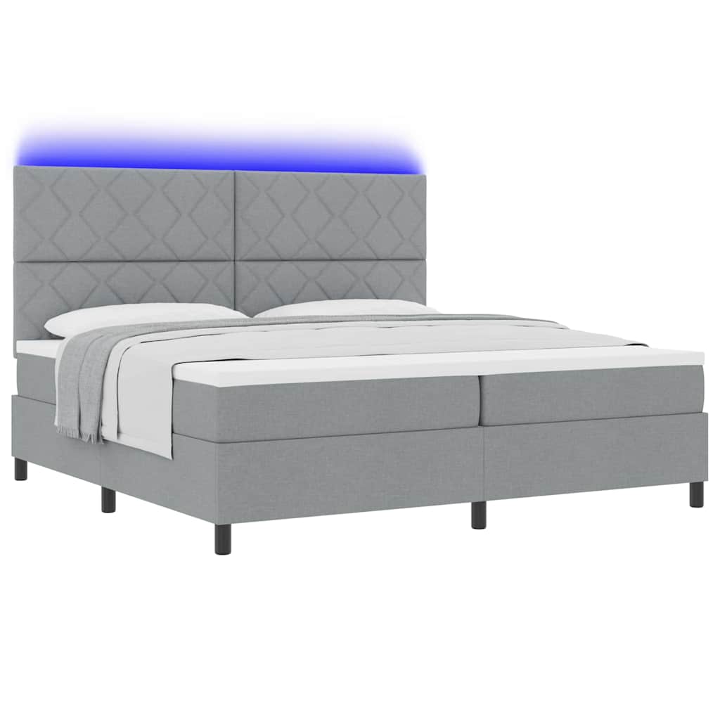 Boxspringbett mit Matratze Hellgrau 200 x 200 cm Stoff