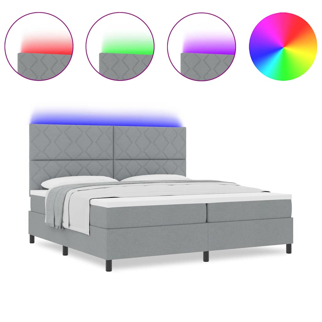 Boxspringbett mit Matratze Hellgrau 200 x 200 cm Stoff