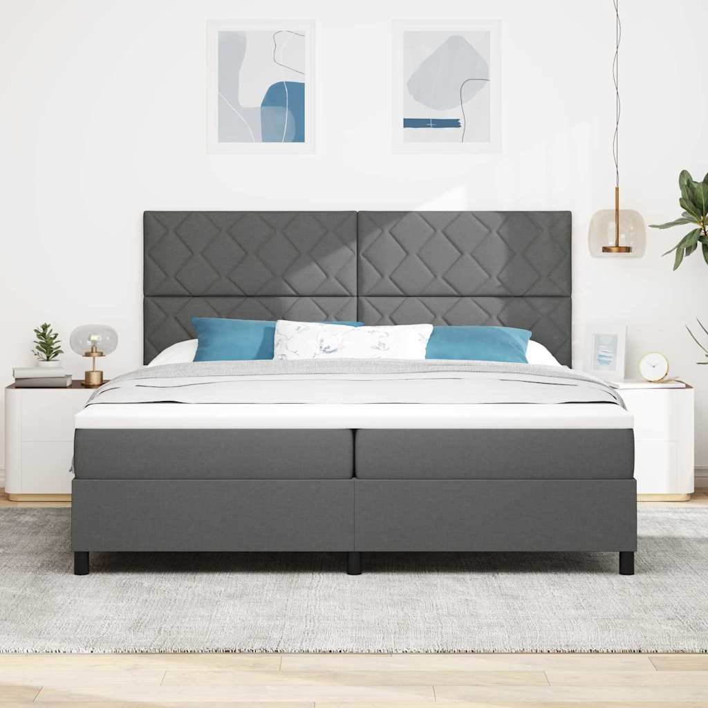 Boxspringbett mit Matratze Dunkelgrau 200 x 200 cm Stoff