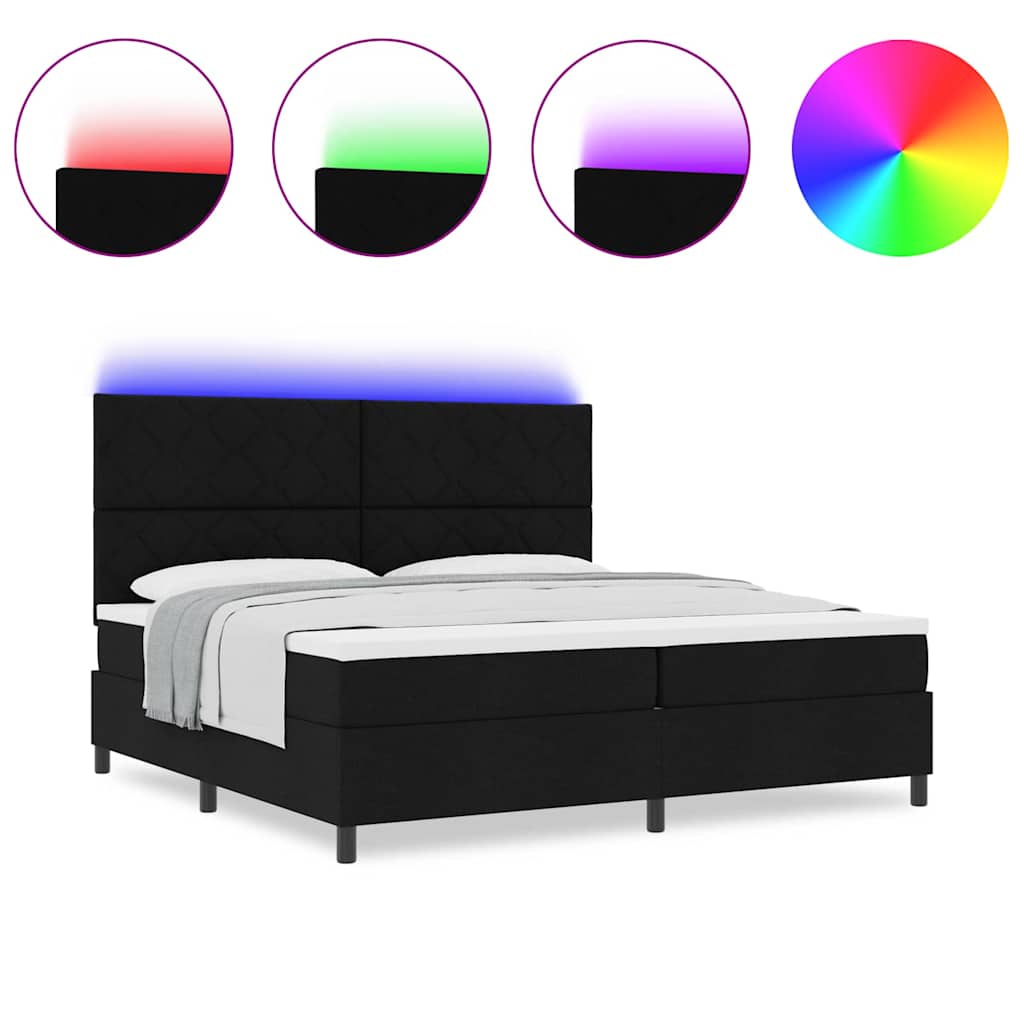 Boxspringbett mit Matratze Schwarz 200 x 200 cm Stoff
