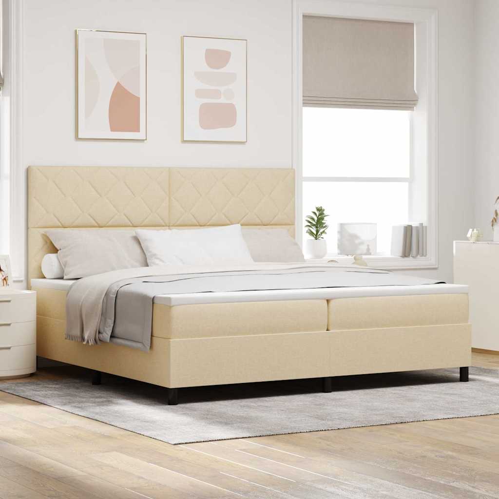 Boxspringbett mit Matratze Creme 200 x 200 cm Stoff