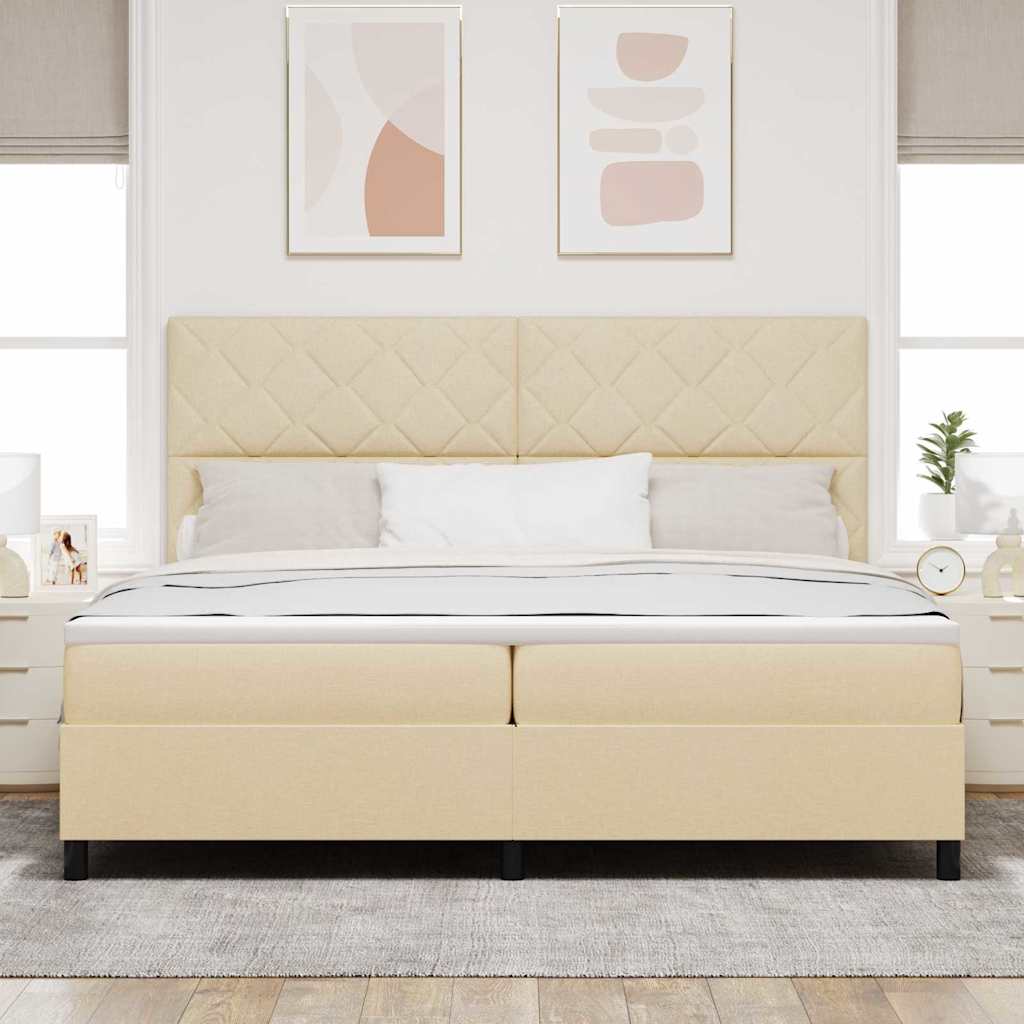 Boxspringbett mit Matratze Creme 200 x 200 cm Stoff