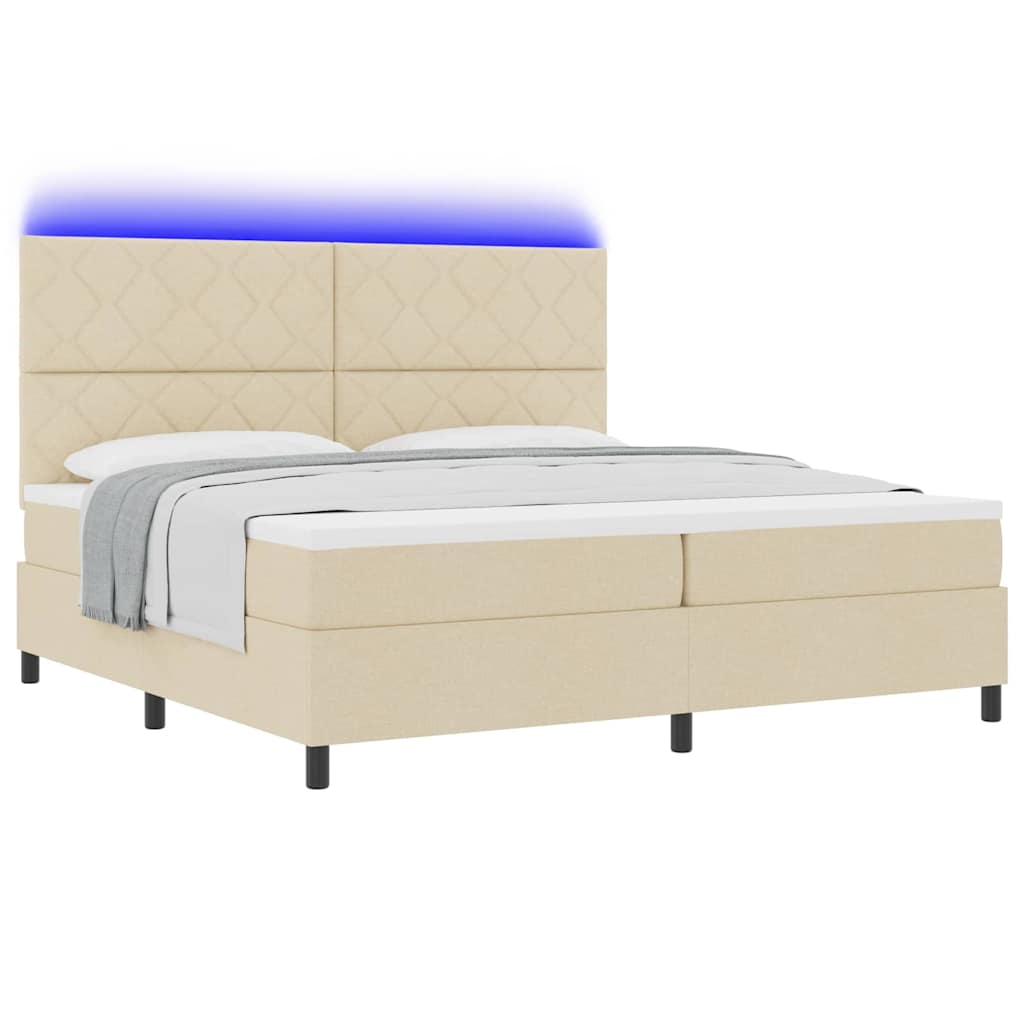 Boxspringbett mit Matratze Creme 200 x 200 cm Stoff