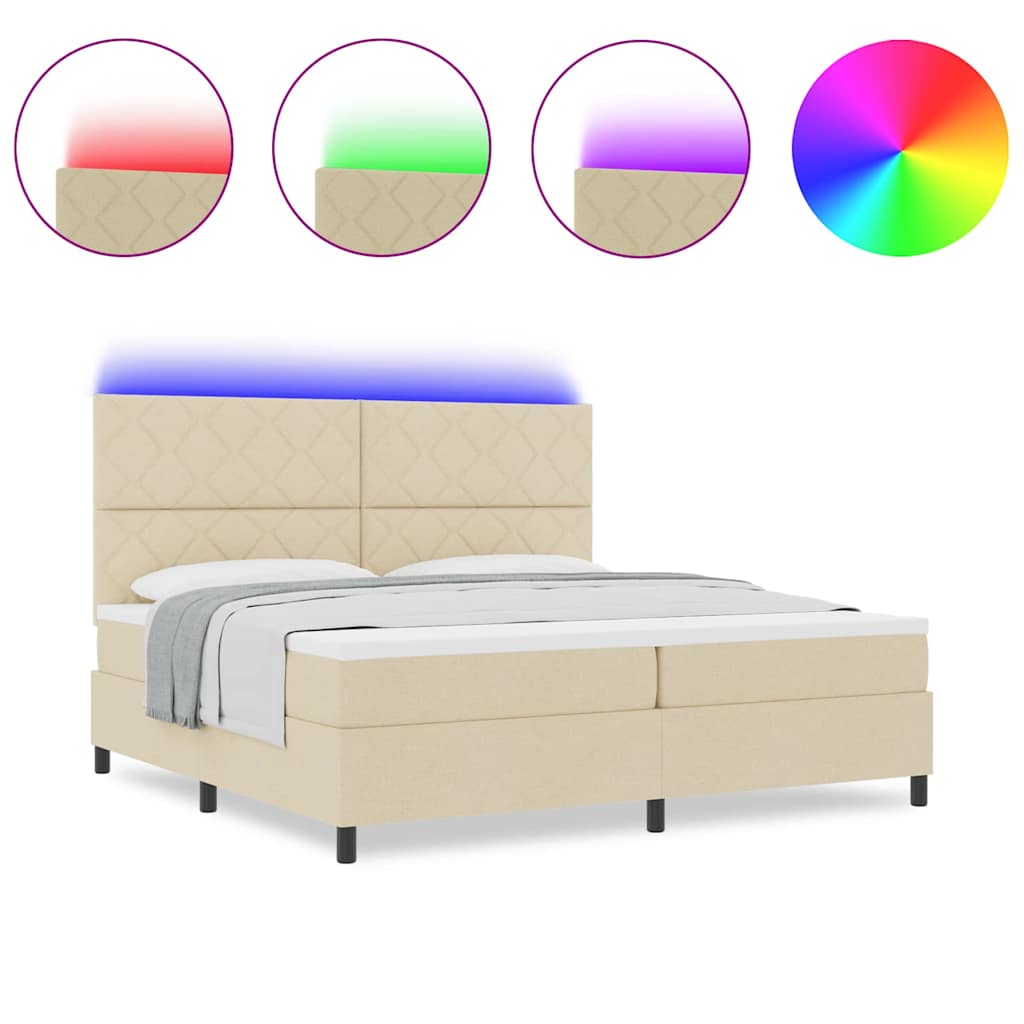 Boxspringbett mit Matratze Creme 200 x 200 cm Stoff