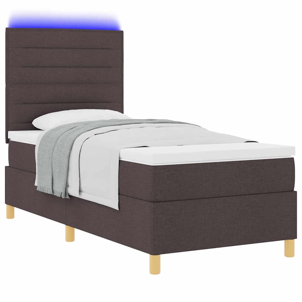 Boxspringbett mit Matratze Dunkelbraun 80 x 200 cm Stoff