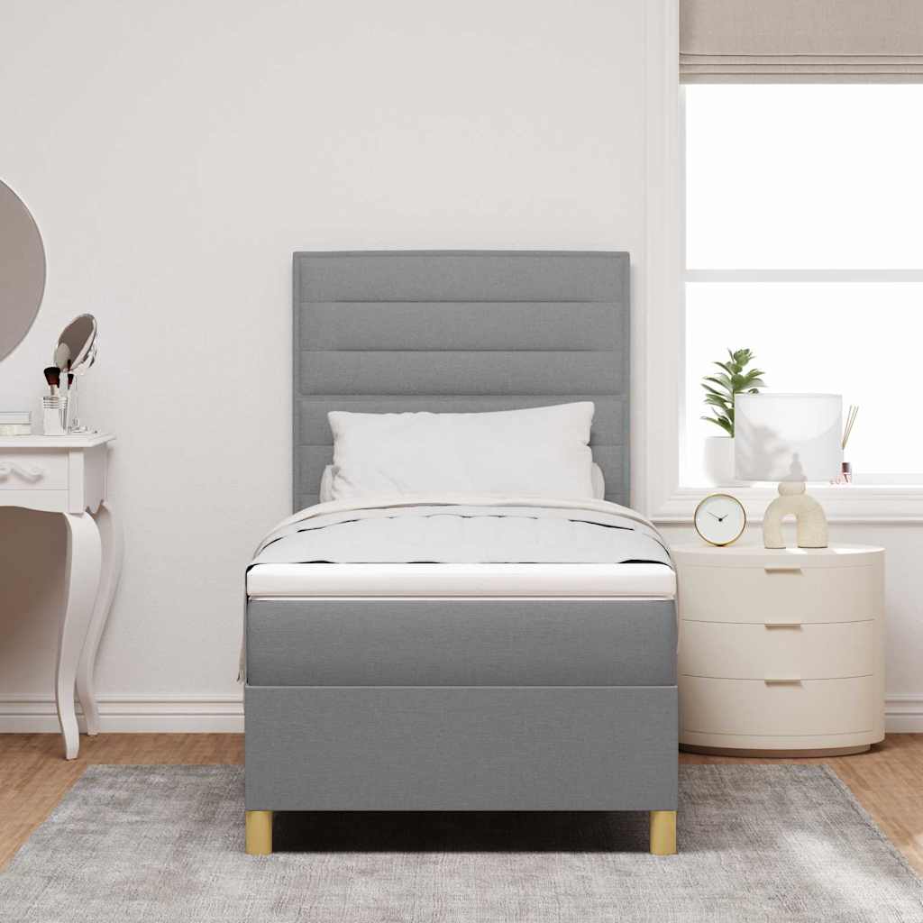 Boxspringbett mit Matratze Hellgrau 100 x 200 cm Stoff