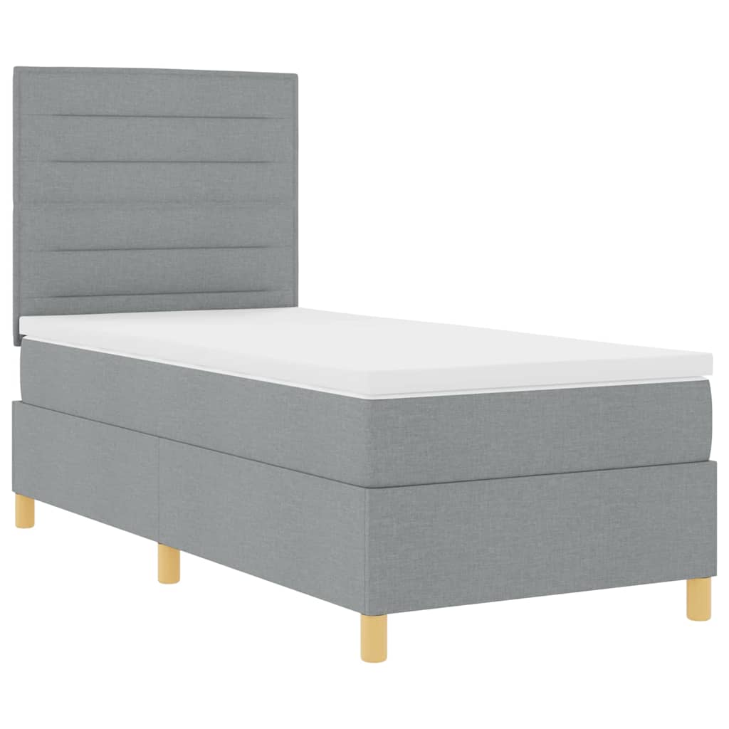 Boxspringbett mit Matratze Hellgrau 100 x 200 cm Stoff