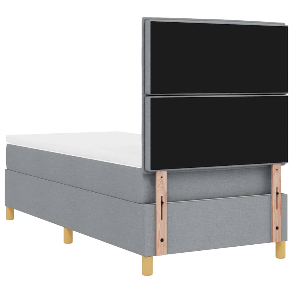 Boxspringbett mit Matratze Hellgrau 100 x 200 cm Stoff