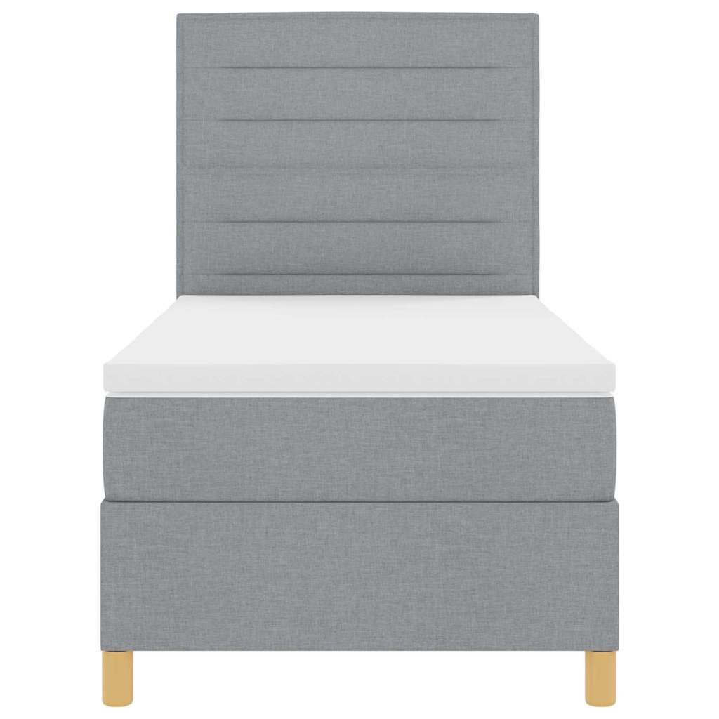Boxspringbett mit Matratze Hellgrau 100 x 200 cm Stoff