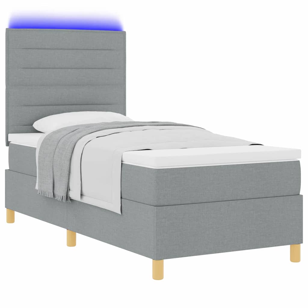 Boxspringbett mit Matratze Hellgrau 100 x 200 cm Stoff