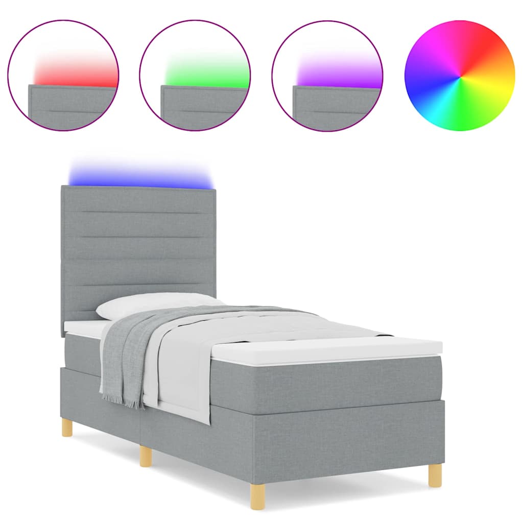 Boxspringbett mit Matratze Hellgrau 100 x 200 cm Stoff