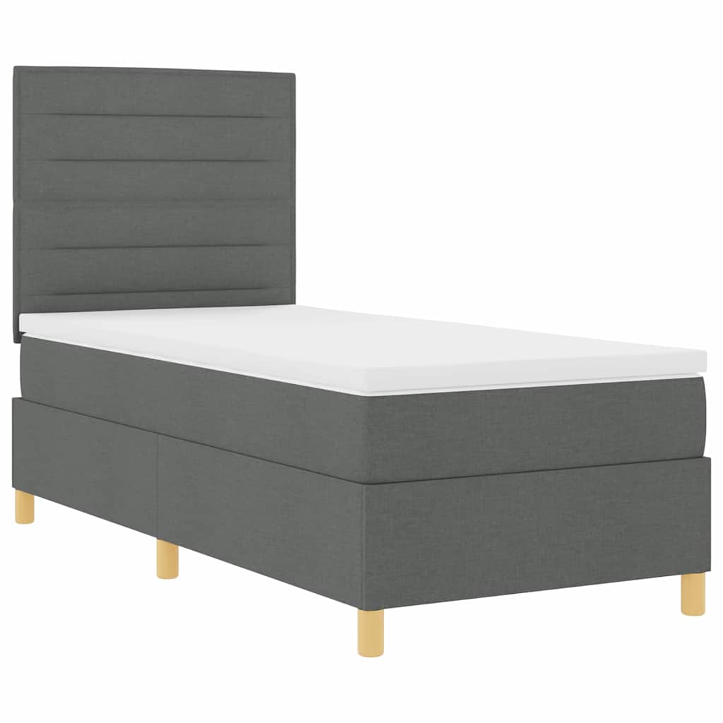Boxspringbett mit Matratze Dunkelgrau 100 x 200 cm Stoff