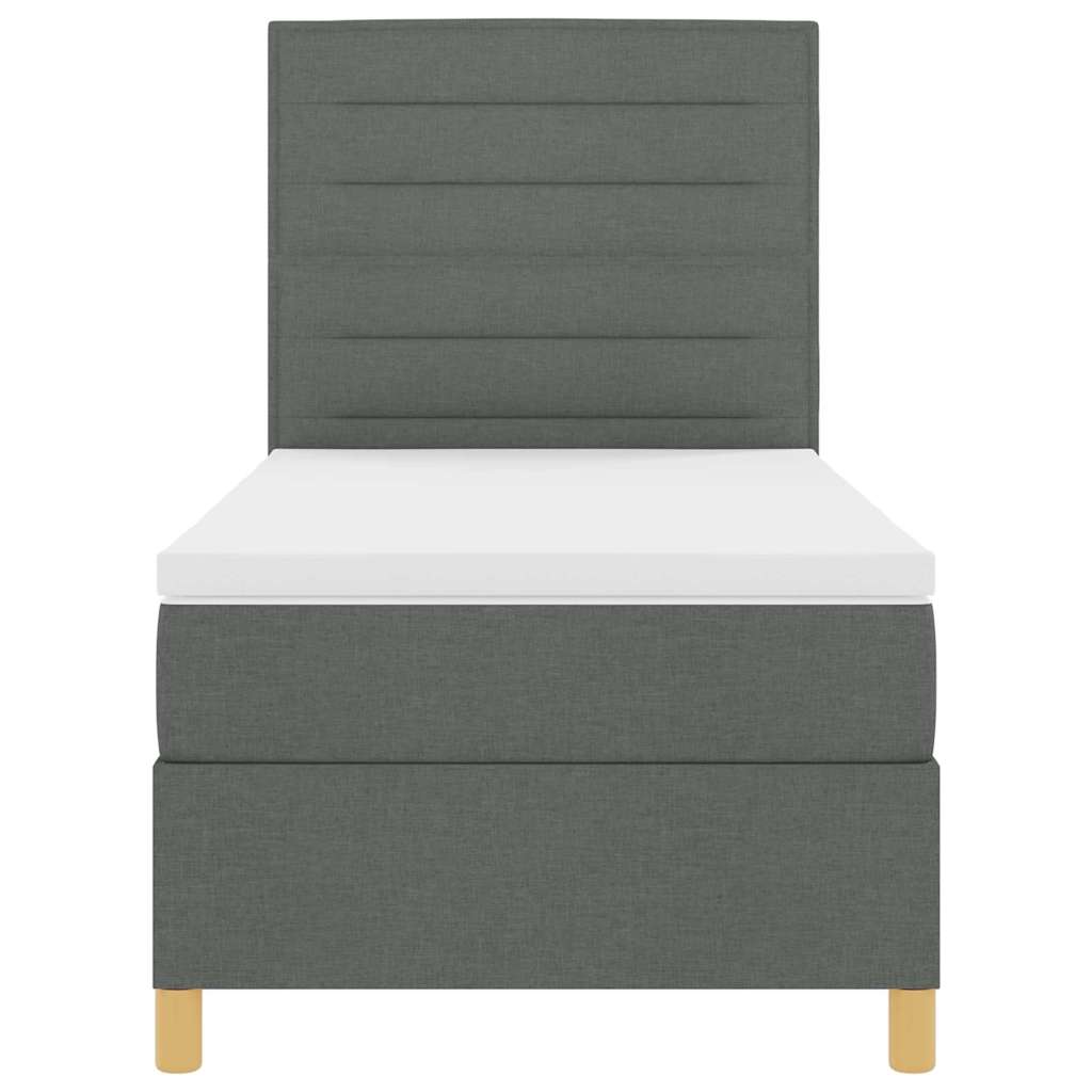 Boxspringbett mit Matratze Dunkelgrau 100 x 200 cm Stoff