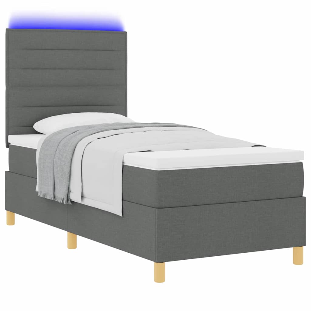 Boxspringbett mit Matratze Dunkelgrau 100 x 200 cm Stoff